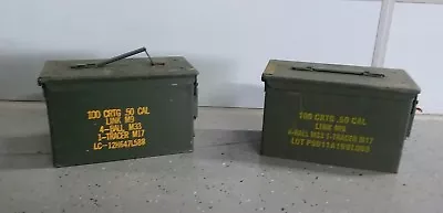 US Military Surplus 50 CAL M2A1 Ammo Can LOT OF 2 Airtight Steel 12x6.5x7.5  • $28.88