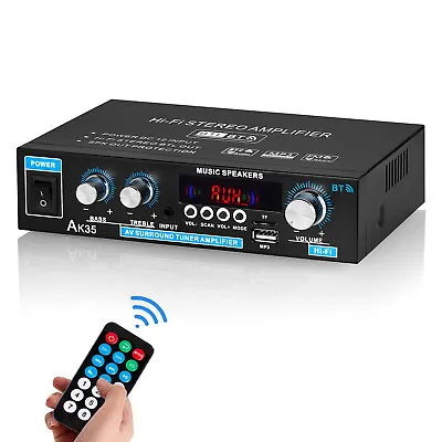 AK35 Mini Bluetooth Power Amplifier Home/Car/Marine Stereo Audio Amp For Speaker • £18.59