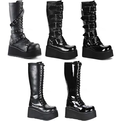 Pleaser Demonia Punk Knee High Extreme Platform Zip Side Boots Adult Men TRA5XX • $93.38