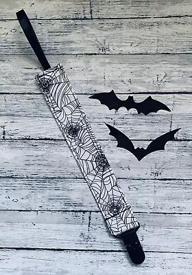Spooky Gothic Cobwebs Pacifier Clip Baby Girl Boy Halloween Ghoul • $10.99