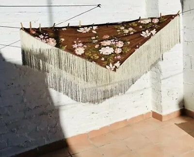 Antique Silk Floral Spanish Flamenco Shawl Piano Shawl Manton De Manila • $252