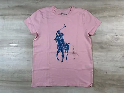 NWT Polo Ralph Lauren Women's Pink Graphic Big Pony Navy Blue Tee SEE DISCRIPT • $27.25