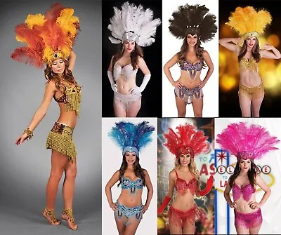 $69.95 • Buy Las Vegas Showgirl Burlesque Feather Headdress Can Can Dancer Costume Headpiece