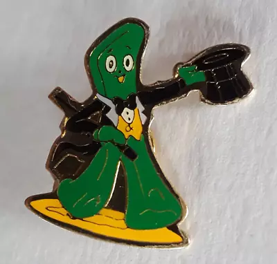 Vintage Gumby Pin Metal Pinback Brooch Rare Collectible Top Hat Bowtie Magician • $15