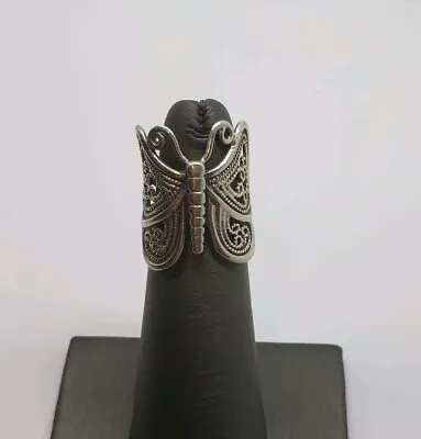 Vintage Sterling Silver Butterfly Filigree Ring Size 4.5 • $19.99