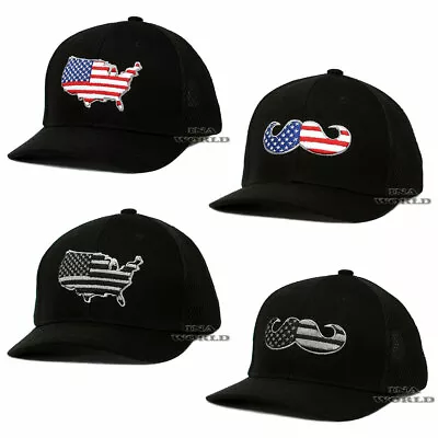 USA American Flag Hat USA Map Mustache Flag Soft Micro Mesh Black Baseball Cap • $12.85