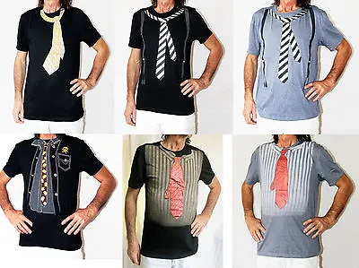 BLACK Or GREY T Shirt With Red Tie/pinstripes/ Braces Printed On It Size M/L New • £14.97