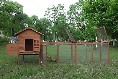 120'' Chicken Coop Wooden Hen House Poultry Cage Hutch Outdoor W/Nesting Box&Run • $259.99