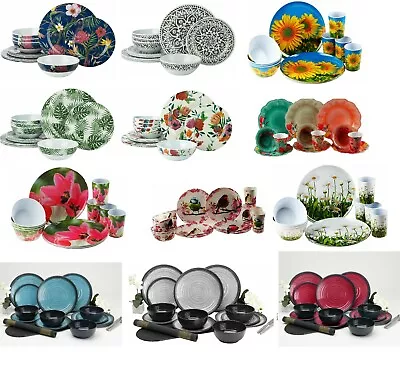 12Pc Melamine Dinner Set Motorhome Crockery Summer Camping Picnic Plates Bowls • £54.99