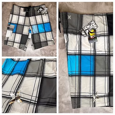 Hurley PH60 PR Road Board Shorts Men’s Size 34 Swim Trunks Multicolor Check NWT • $24.99