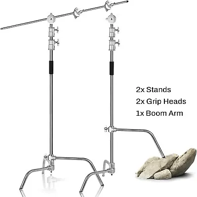 Pair - Heavy Duty Stainless Steel C-Stand With Hold Arm And Grip Head • $249