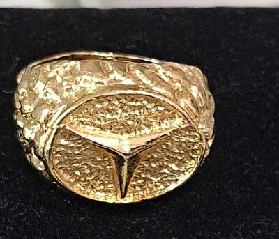 Gold Plated Mercedes-Benz Nugget Ring/ Size 8.5/weight 13 Grams Ring. • $35