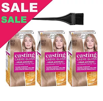 L'Oreal Casting Creme Gloss Satin Blonde 801 Hair Color Pack Of 3 • £50.33