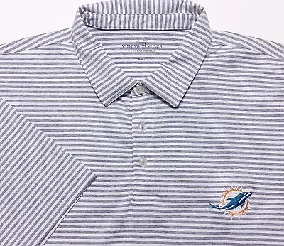 VINEYARD VINES Miami Dolphins NFL Performance Polo Shirt Gray Striped XXL 2XL • $29.99