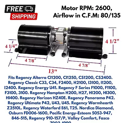 Replace Blower Fan Motor Assembly Regency Osburn Nordica Fireplace Wood Stove • $165.25