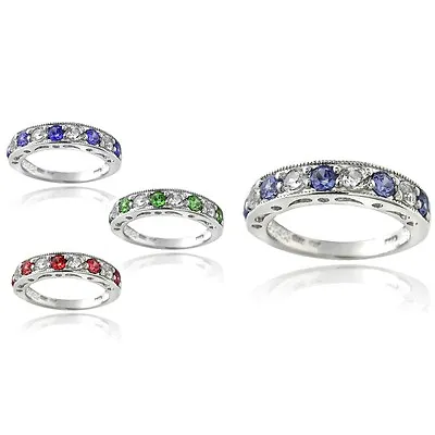 Sterling Silver 1.25ct Half-Eternity Band Ring - 4 Colors • £24.86
