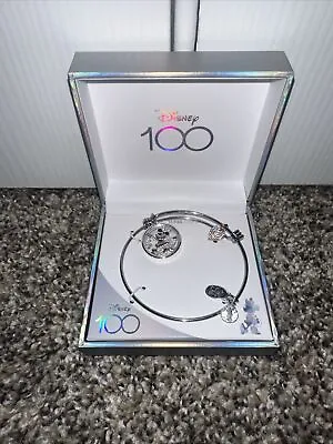 New Disney 100 Year Anniversary Bangle Charm Bracelet Minnie Mouse Silver Gold • $30