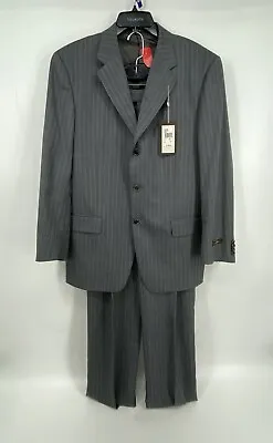 Joseph Abboud Mens Gray Wool Pinstripe 2 Piece Suit Jacket Pants 40 34W NWT • $125.99