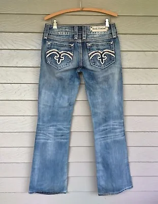 $45.99 • Buy ROCK REVIVAL Women's Sz 29 Faded Distressed ALANIS Boot Cut Jeans