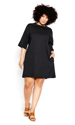 $30 • Buy City Chic Womens Plus Size Oversized Tee Dress Mini Short Sleeve - Black