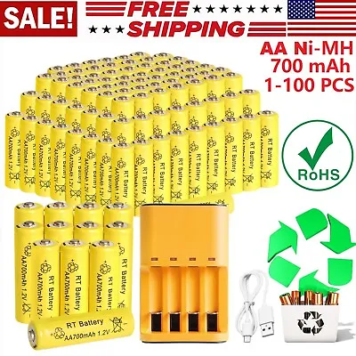 Lot AA Rechargeable Batteries Ni-MH 1.2V 700mAh Battery / AA AAA Smart Charger • $5.99