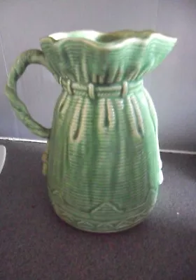 Sylvac Vintage Ceramic Falcon Ware Bag Sack Green Vase / Jug 406 • £20