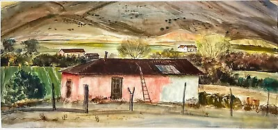 Peter Hurd Original  Apple House  In San Patricio New Mexico Watercolor On Paper • $11000