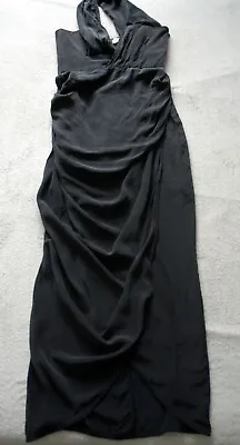 Zimmermann Black 100% Silk Long Drape Dress Crossover Sash Wired Top Size 2 • £29.99