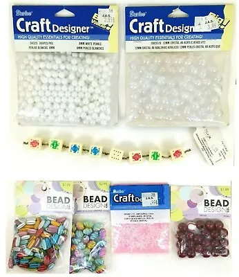 Plastic Beads Pearls Shells Snowflakes White Rose Blue Green And NEW FS • $7.97