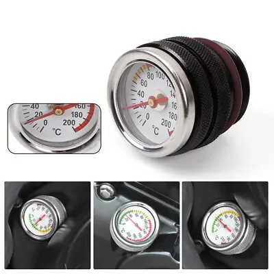 Black M30x1.5 Oil Temp Temperature Gauge Filler Cap For Motorcycle 0-200 Celsius • $15.55