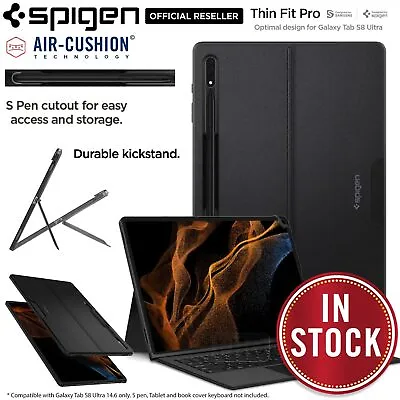 $119.99 • Buy For Samsung Galaxy Tab S8 Ultra Case SPIGEN Thin Fit Pro Kickstand Hard Cover