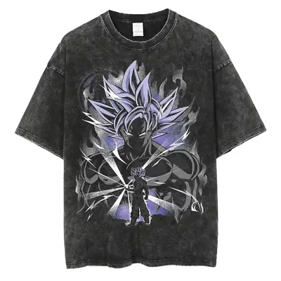 Hip Hop Oversized Washed Anime T-Shirts Men Black Vintage Tees Men'S Fashion Loo • $43.71