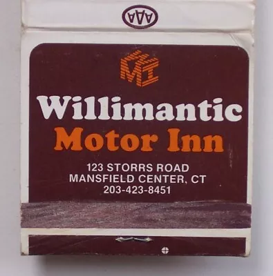 1990s? Willimantic Motel Mansfield Center CT Tolland Co Matchbook Connecticut • $1.69