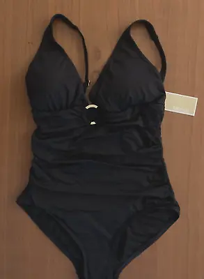 $102 MICHAEL KORS CRUISE 2023 Size 10 ONE-PIECE SWIMSUIT SWIMWEAR BLACK NWT • $59.95