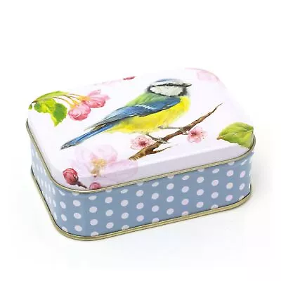 Jo Stockdale Blue Tit Small Rectangle Tin | Trinket Keepsake Sewing Tin Box • £9.99