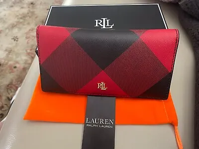 Lauren Ralph Lauren Leather Slim Bi-fold NEW TARTAN Wallet With Box &TAG • $85