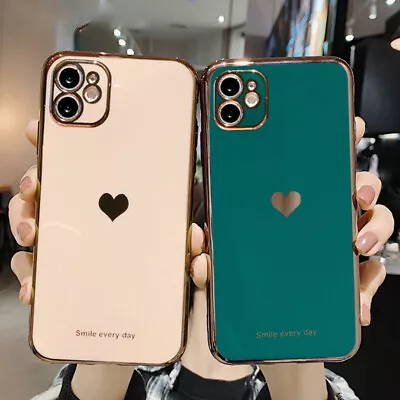 $10.99 • Buy Shockproof Heart Plating Silicone Case Cover IPhone 13 12 Pro Max XS XR 7 8 Plus