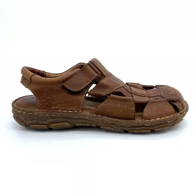 Born Fisherman Sandals Men's 10 Brown M6504 Leather Ankle Strap Hook & Loop • $24.99