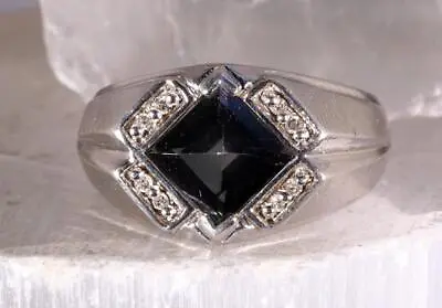 Men's Mystic Topaz & Genuine Diamond Ring Sterling Silver Size 10.5 • $119.95
