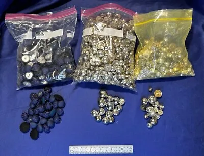 Vintage Lot Buttons Blue And Black Fabric Silver Metal And Plastic 2+ Pounds • $14.99