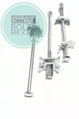 £4.95 • Buy Kitchen Worktop Connection Bolts M6x150mm Joining Clamps VB5-150 Butterfly Clamp