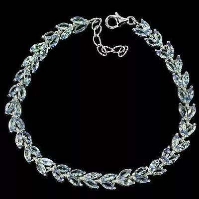 Bracelet Blue Tanzanite Mined Gems Solid Sterling Silver 7 1/4 To 8 1/4 Inch • £149.99