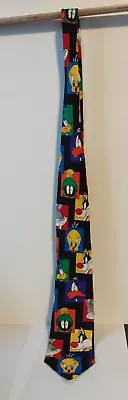 Looney Tunes Mania 1994 Necktie Silk Tie Tweety Bugs Sylvester Marvin Daffy VTG • $9.99