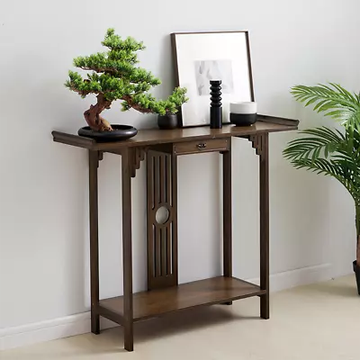 High Polish Narrow Console Table Hallway Table Entry Decor 2-Tier Storage Table • $72.96