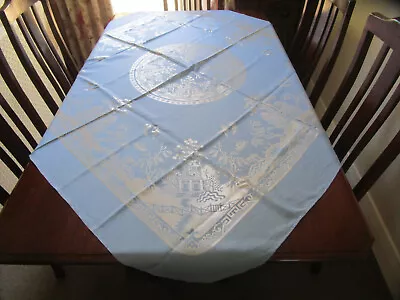 Vintage Blue Willow Square Damask Tablecloth In Wedgwood Blue • $22.52