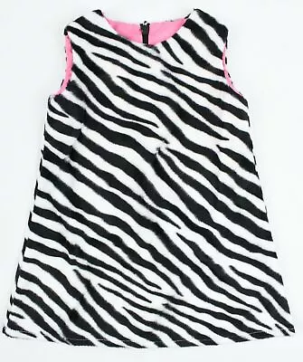 GREEN RABBIT Baby Girls' Zebra Print Shift Dress MADE IN UK Size 0-6 Months • £5.93