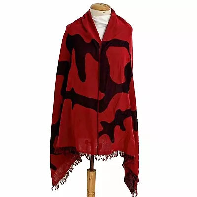 ALEXANDER MCQUEEN RED RECTANGLE WOOL Scarf  33/74 In MADE IN ITALY #A185 • $161