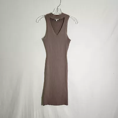 Charlotte Russe Womens Dress Brown M Mock Neck Sleeveless Rib Knit Bodycon Midi • $14.65