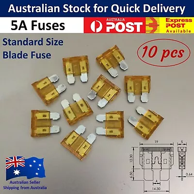 $4.95 • Buy 10pcs / 5 Amp Standard Blade Fuse - Orange Car Truck  Auto Fuses 5A