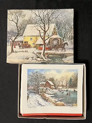 Vintage Box Of 18 Currier & Ives Christmas Cards W/ Envelopes By Sunshine Cards • $26.50